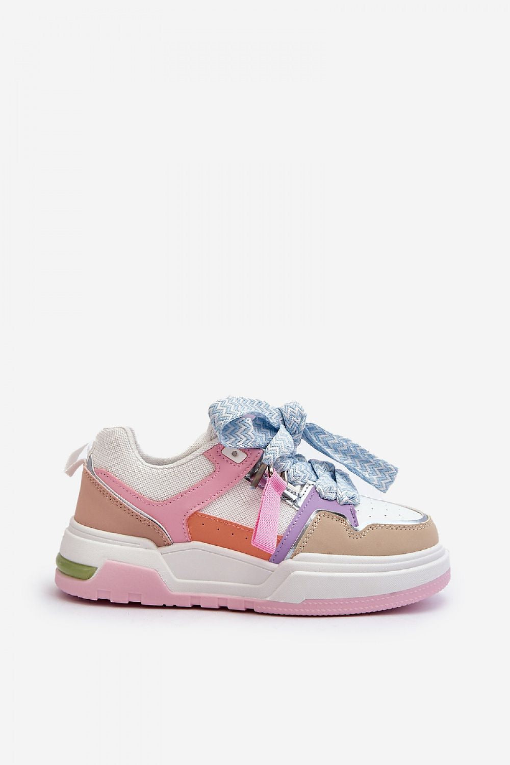 Ermena Lace-Up Platform Sneakers in pastel colors with thick sole, eco leather and textile fabric, perfect for spring fashion.