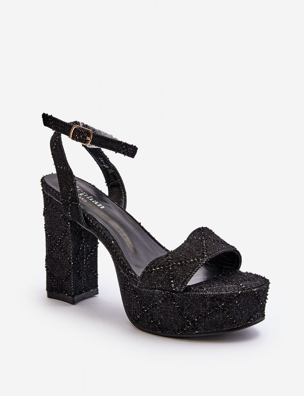 Ravellia Textile Platform Stiletto Sandals with buckle strap and eco leather insole, ideal for elegant summer wear.