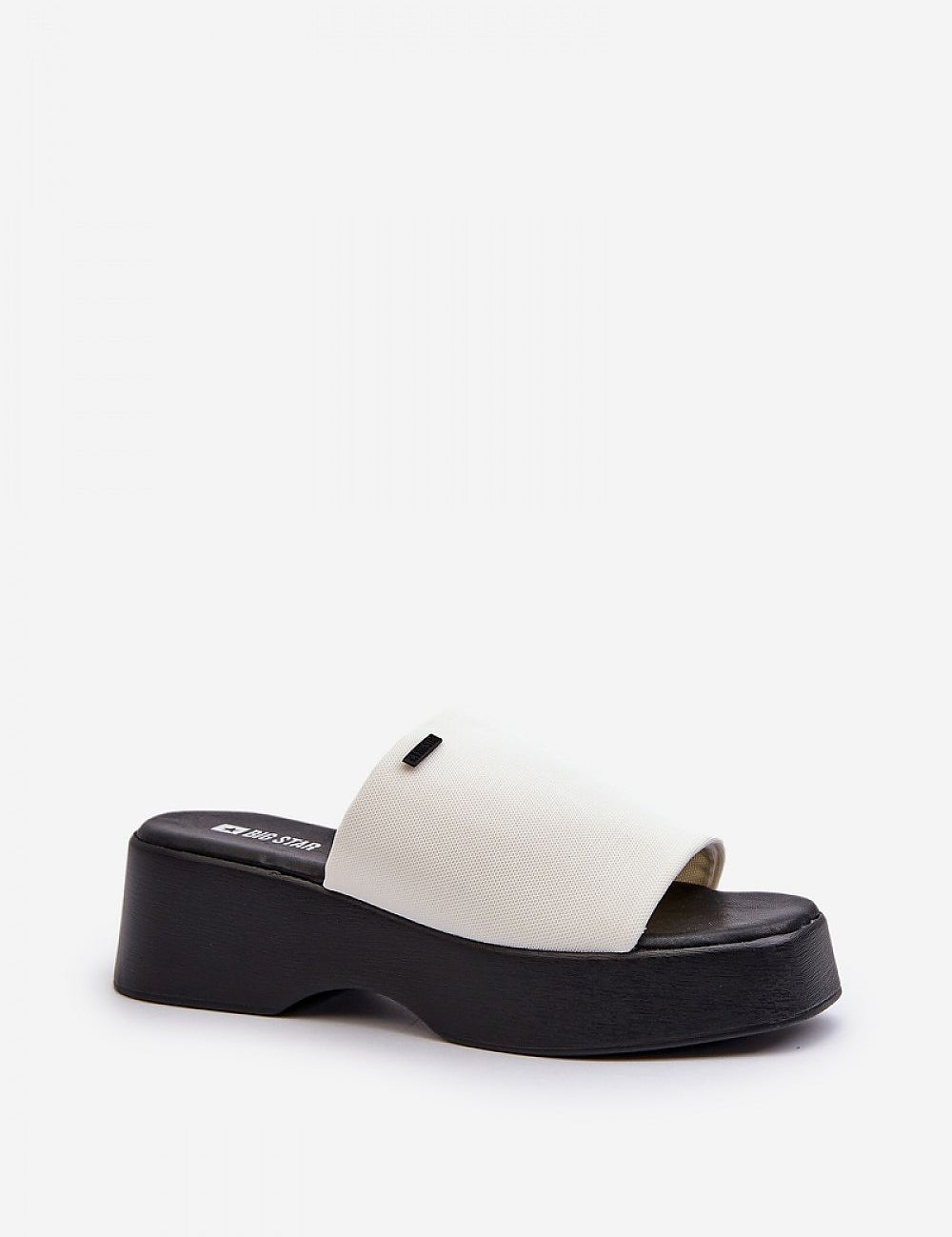 Renavie Platform Fabric Slide Sandals, lightweight with raised sole, soft fabric upper, black and white design, casual summer footwear