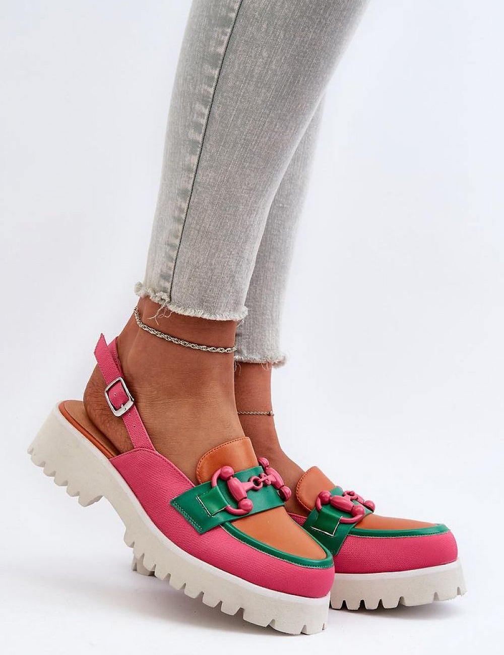 Larivena Buckled Low Platform Sandals with vibrant colors and adjustable strap, perfect for casual or polished summer looks.