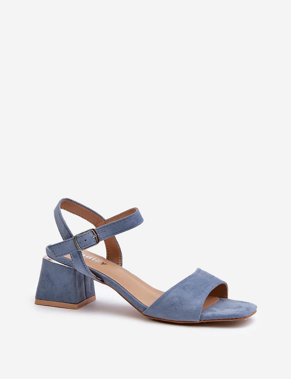 Valenta Suede Block-Heel Sandals with eco suede upper, adjustable ankle strap, and 6 cm block heel, ideal for stylish summer outfits.