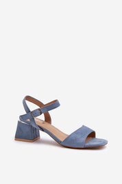 Valenta Suede Block-Heel Sandals with eco suede upper, adjustable ankle strap, and 6 cm block heel, ideal for stylish summer outfits.