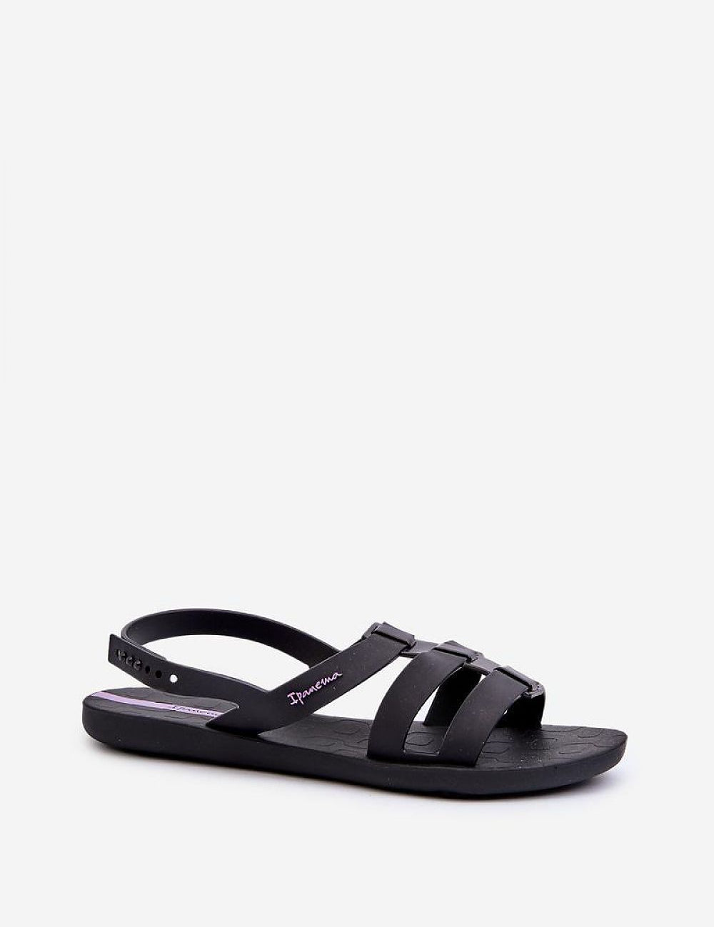 Black Arvia Buckled Poolside Sandals with adjustable buckle straps and lightweight rubber construction for summer wear.