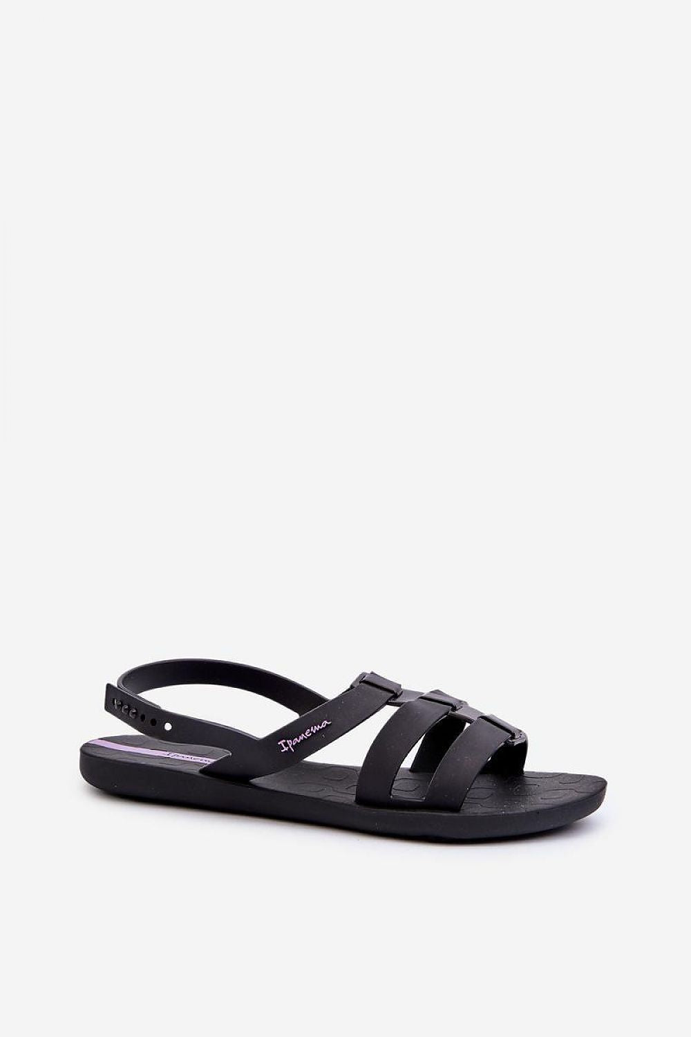 Black Arvia Buckled Poolside Sandals with adjustable buckle straps and lightweight rubber construction for summer wear.