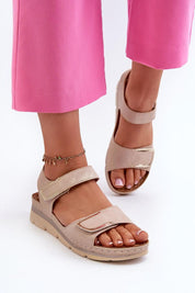 Person wearing Velmera Lightweight Strap Sandals with a comfortable fit and adjustable Velcro strap for summer walks.
