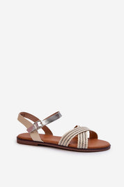 Serelvia Minimal Strap Sandals, eco leather, flat sole, adjustable buckle, lightweight summer footwear.