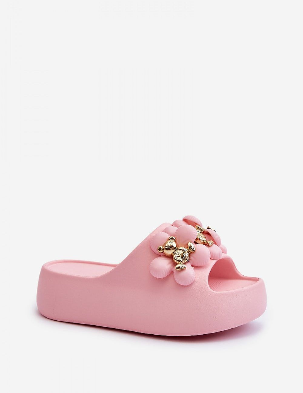 Pink Kensura platform summer flip-flop with decorative accents and 5.5 cm platform sole, perfect for casual comfort and style.