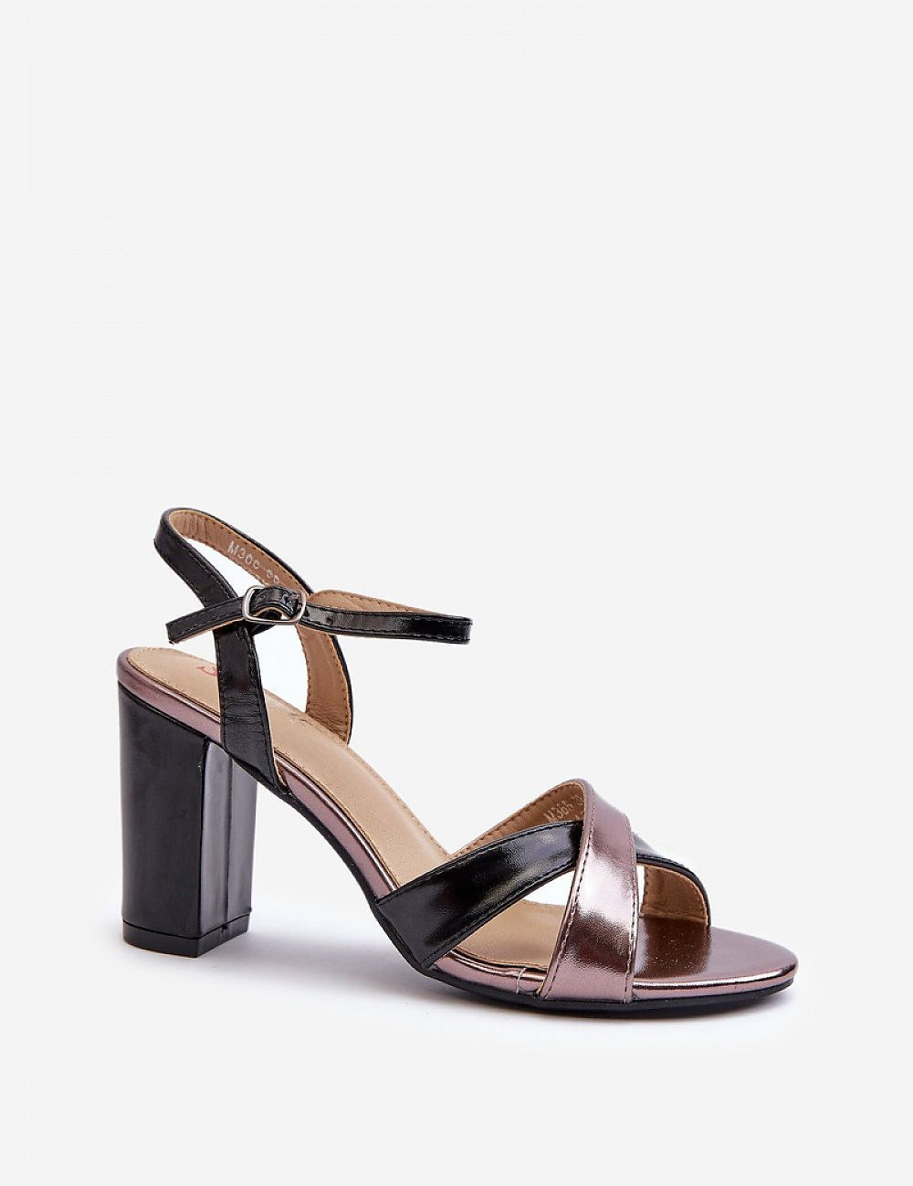 Rivella Cross-Strap Heeled Sandals in eco leather with intertwining straps and stiletto heel, featuring adjustable buckle for secure fit