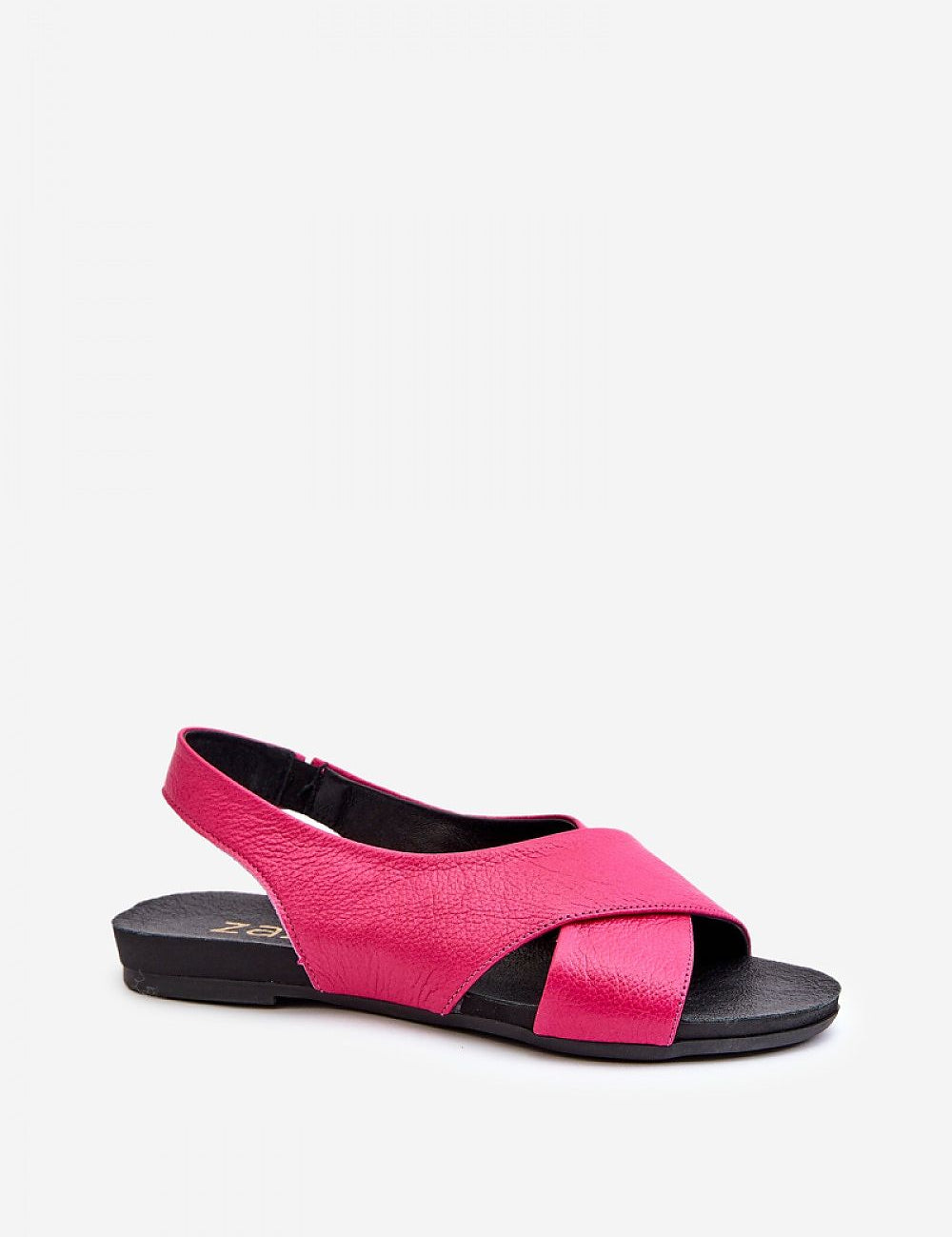 Talmea Soft-Strap Leather Sandal in pink with open heel and toe, featuring an elastic back strap and breathable design.
