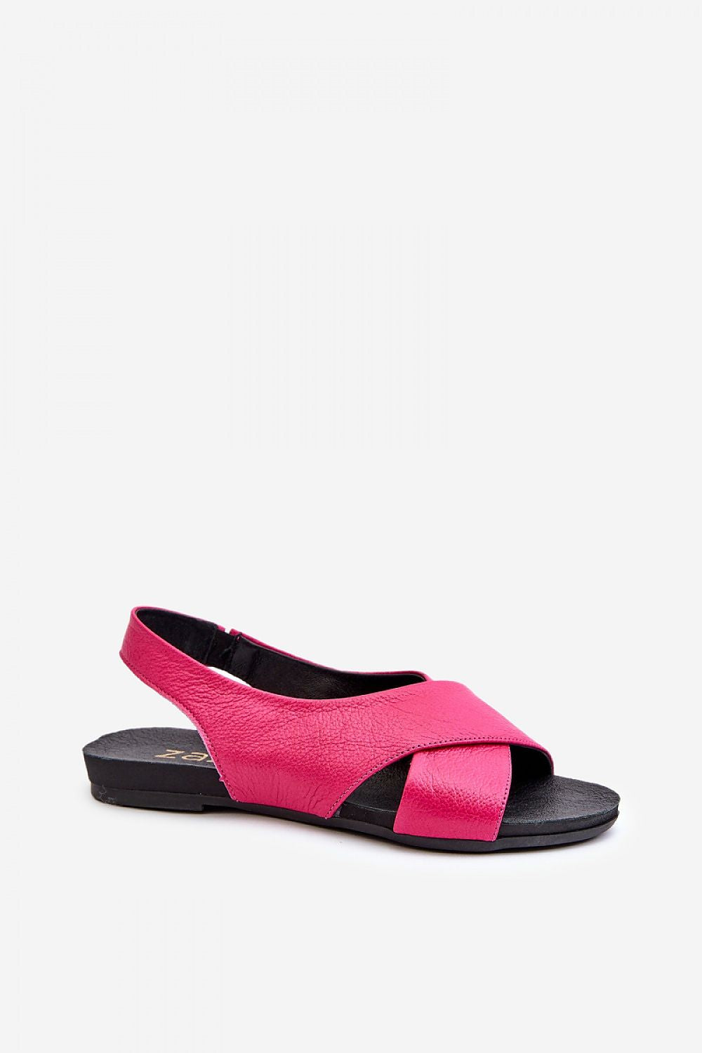 Talmea Soft-Strap Leather Sandal in pink with open heel and toe, featuring an elastic back strap and breathable design.