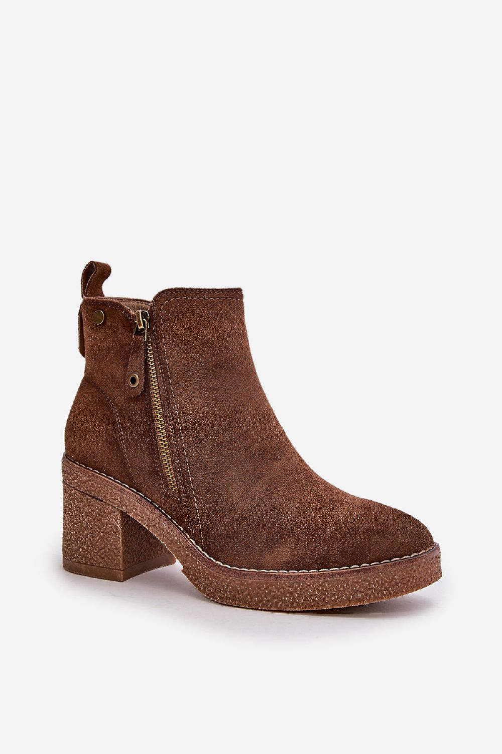 Sylmara Hearthstep eco suede ankle boots with block heel, warm lining, side zipper, ideal for fall winter comfort.