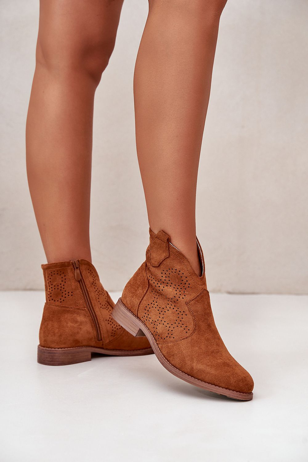 Eliavine Laceshade ankle boots in eco suede with lace design and side zipper, ideal for spring fashion with dresses or denim.