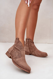 Eliavine Laceshade Spring Ease ankle boots with lace-inspired eco suede, side zipper, and flat heel for spring outfits.