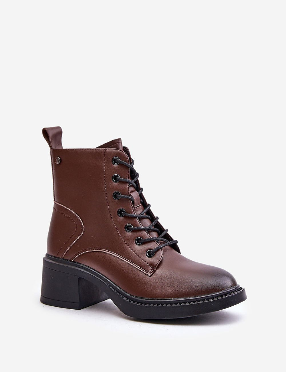 Milvera Leather Lace-Up Heel Boots with block heel, side zipper, and lacing for tailored fit, crafted from genuine leather.