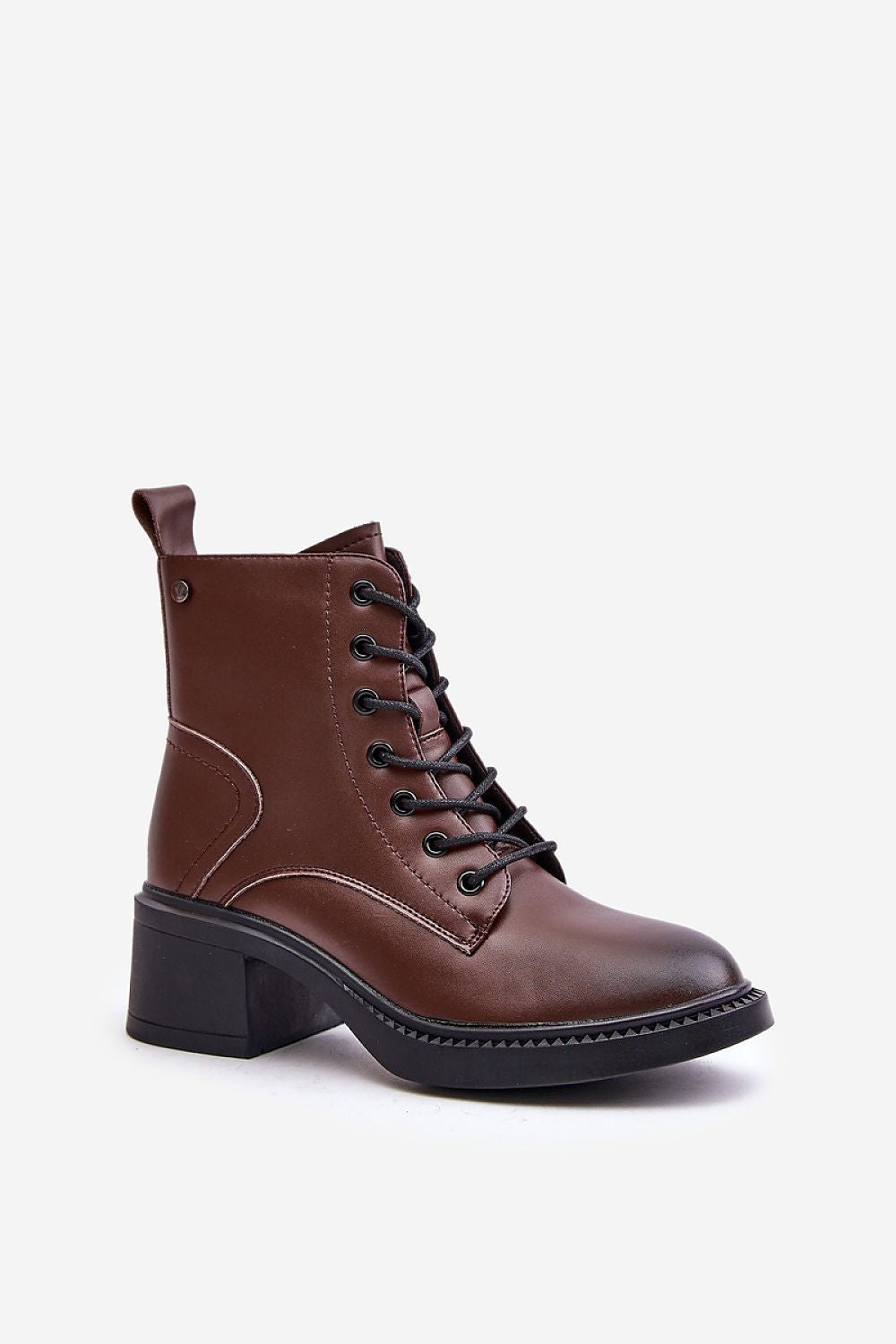 Milvera Leather Lace-Up Heel Boots with block heel, side zipper, and lacing for tailored fit, crafted from genuine leather.