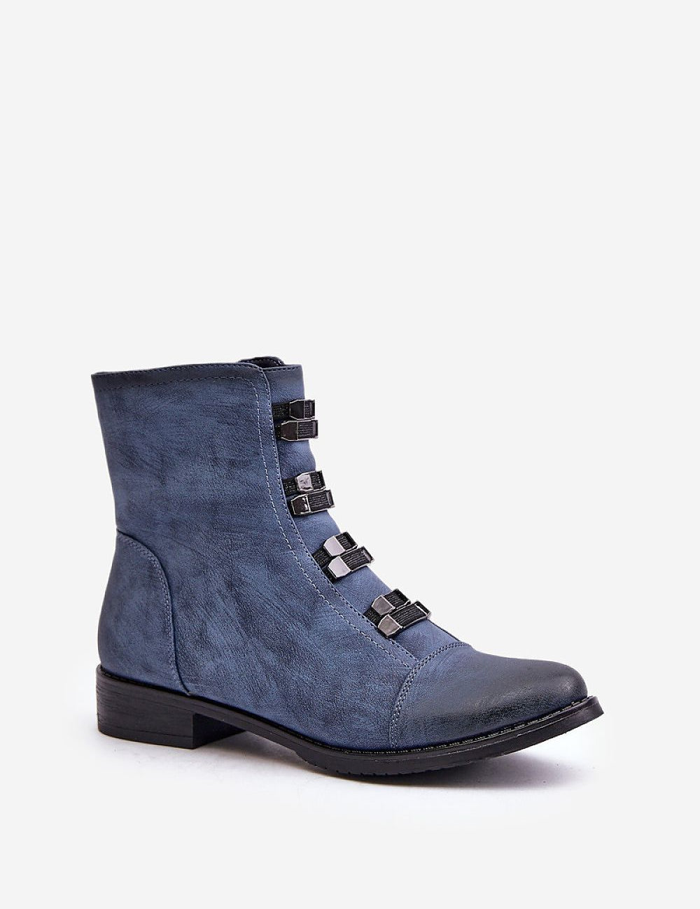 Velindra Everyday Zip-Up Boots in eco leather with decorative elastics and side zipper, perfect for cold weather wear.