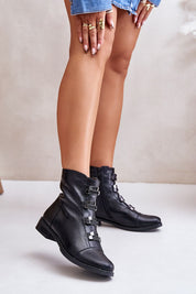 Velindra Everyday Zip-Up Boots, eco leather ankle boots with front elastics, flat heel, and side zipper for easy wear.