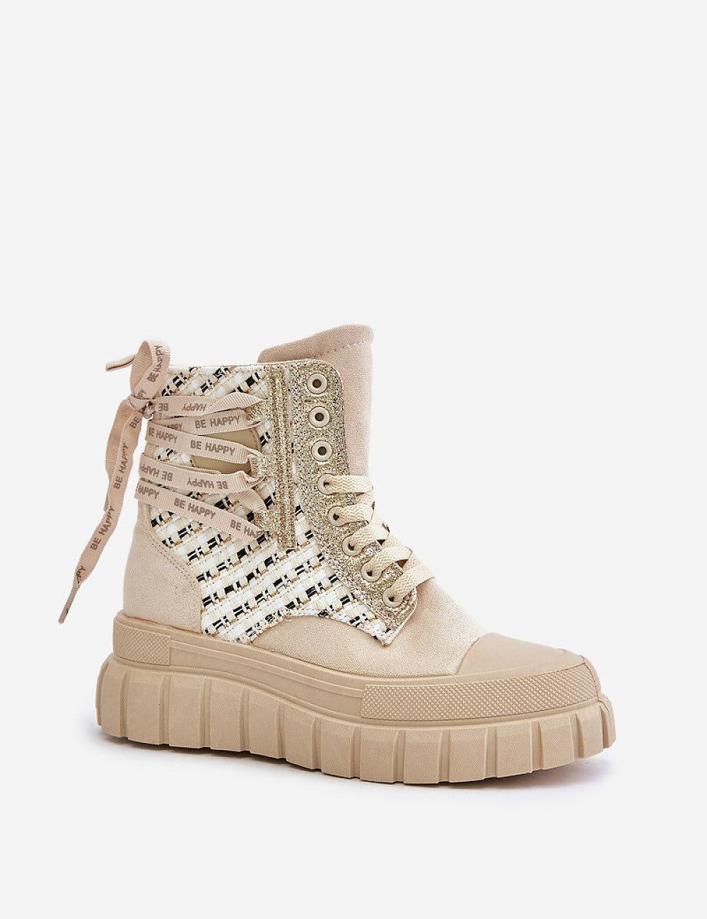 Vernala High Platform Sneakers in eco-suede with double lacing and side zipper, featuring a bold platform and high-top design.