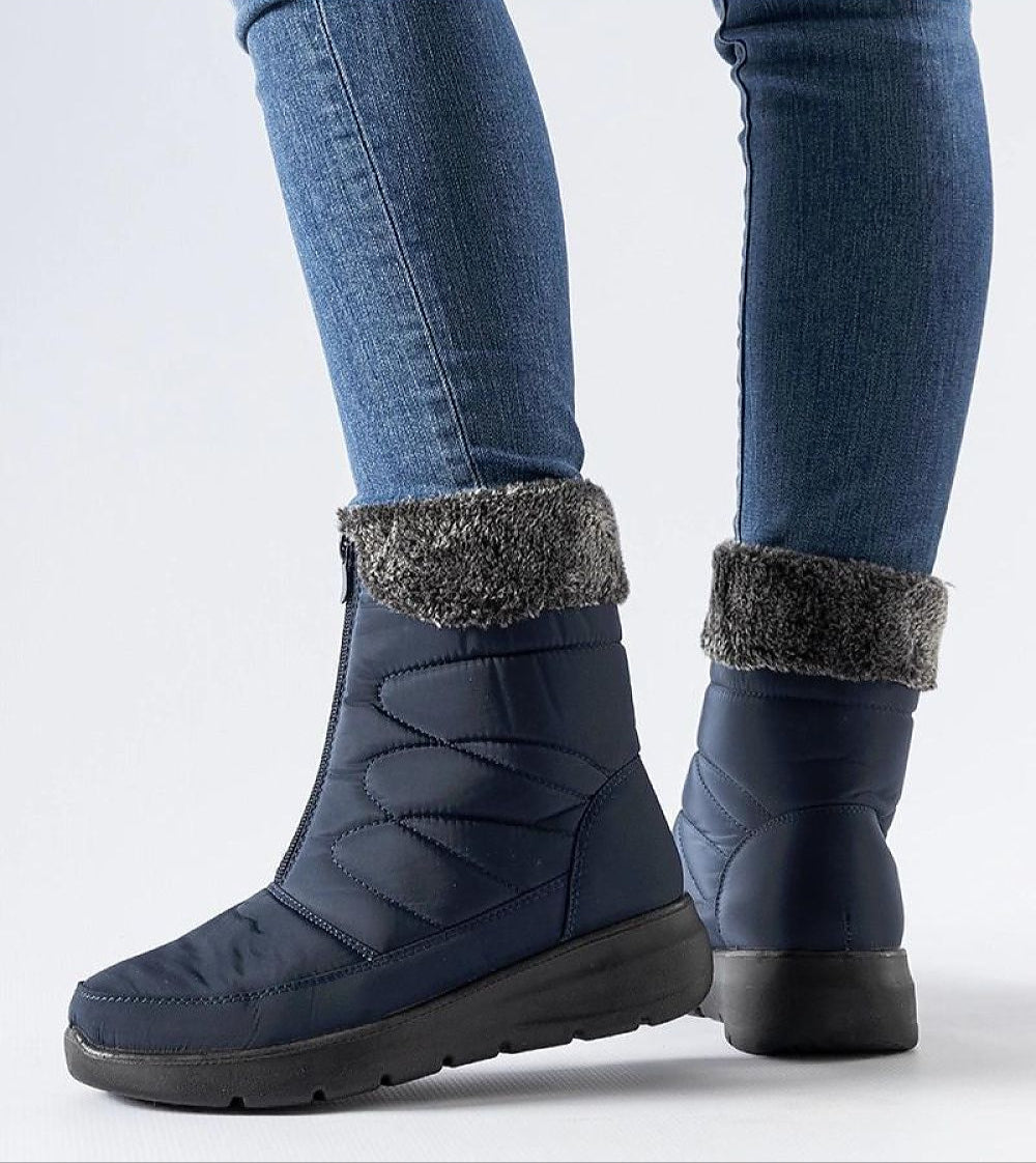 Avenlinn Wedge Zip-Up Snow Boots with fleece lining and moisture-resistant fabric for winter style and comfort.