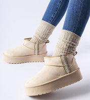 Caldessa Platform Insulated Snow Boots with elevated sole and eco-leather upper, ideal for warmth and style in winter.