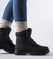 Black Arauja Waterproof Insulated Trappers boots with eco leather, high upper, and side zipper, perfect for winter wear.