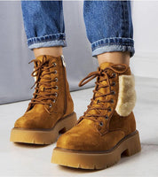 Alt Tag: Arvenno Fur-Lined Winter Boots in brown eco leather, featuring plush faux fur lining and thick rubber soles for style and traction.