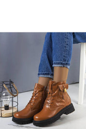 Coanira brown trapper boots with mini padlock, featuring embossed eco leather and faux fur lining, perfect for stylish winter wear.