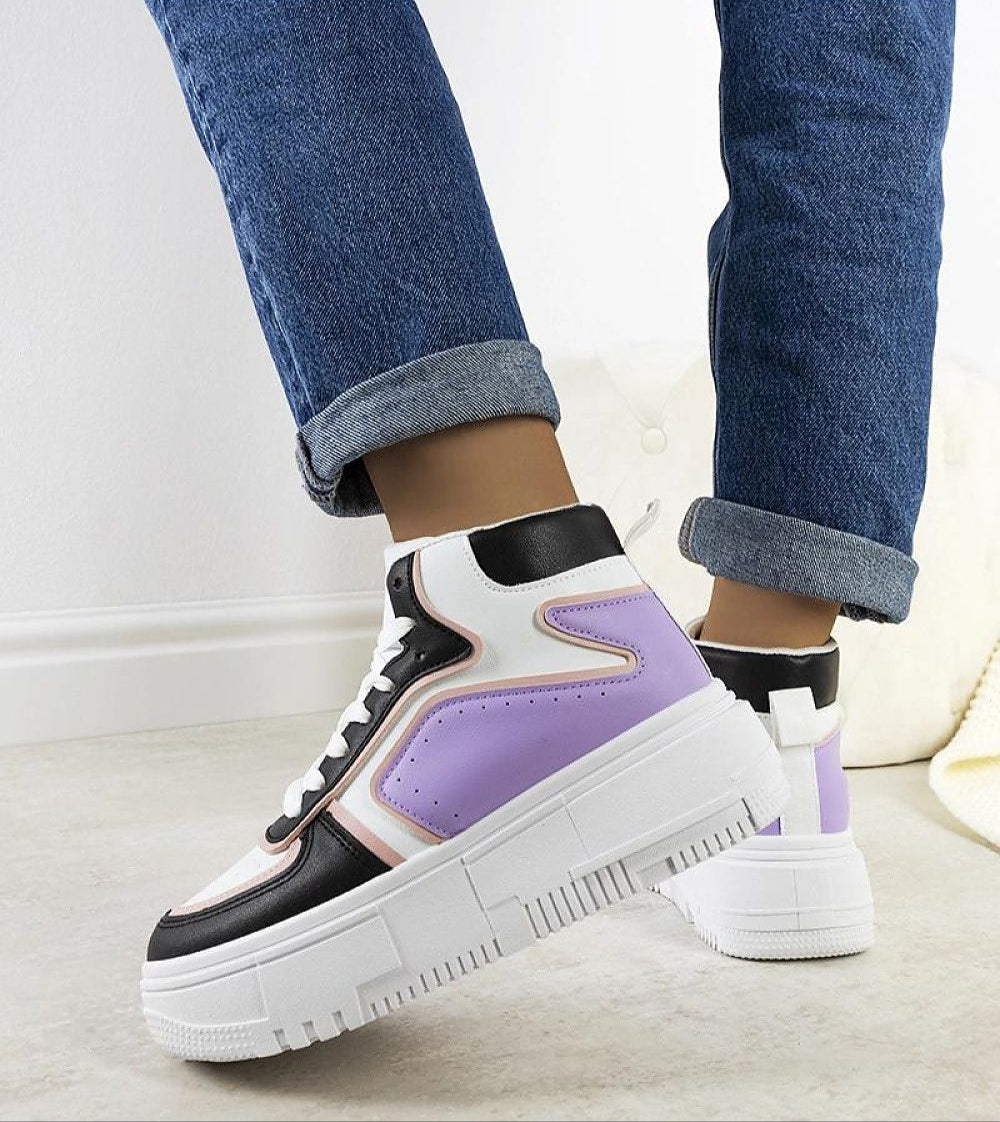 Ankle-high Darellin sneakers with sculpted sole and eco leather upper, featuring a lace-up design, shown in a bold, modern silhouette.