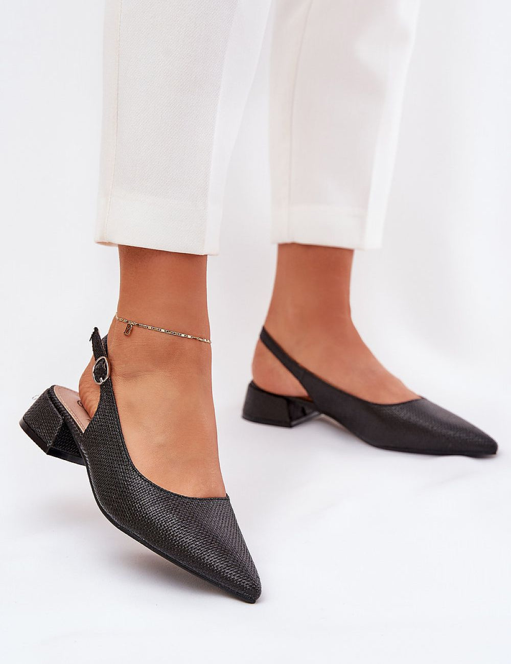 Merdalia Pointed-Toe Woven Sandals with ankle strap, featuring a sleek design ideal for warm weather outfits.