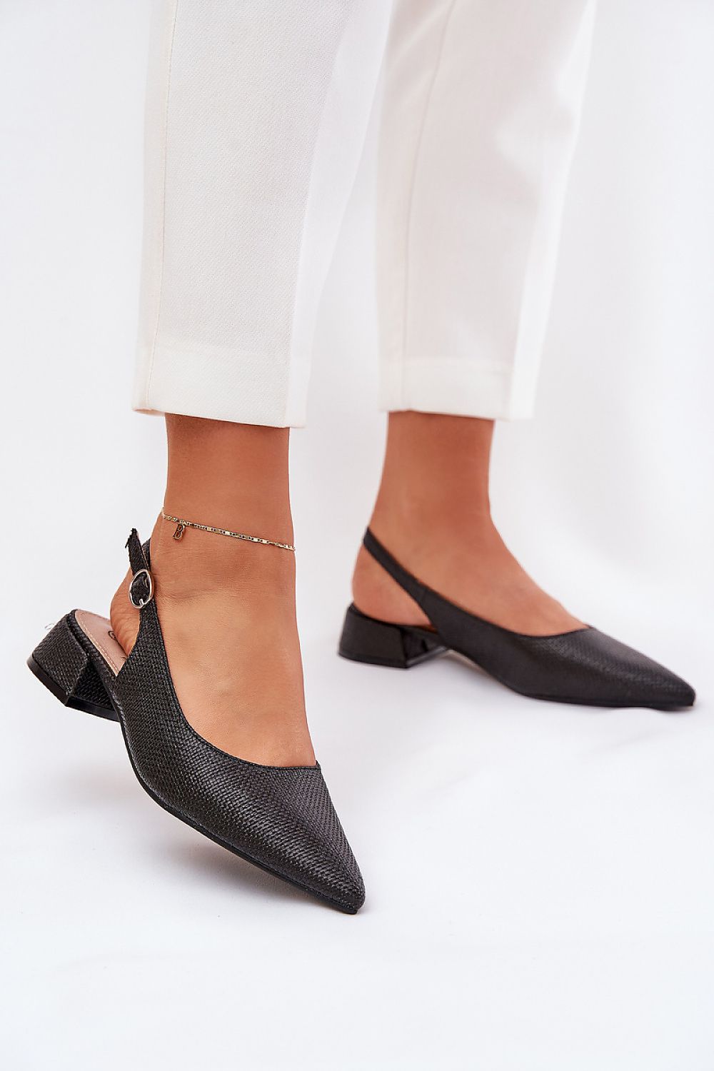 Merdalia Pointed-Toe Woven Sandals with ankle strap, featuring a sleek design ideal for warm weather outfits.