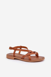 Erinelle interwoven leather sandals with slim ankle strap and buckle, featuring a minimal silhouette and delicate leather straps.