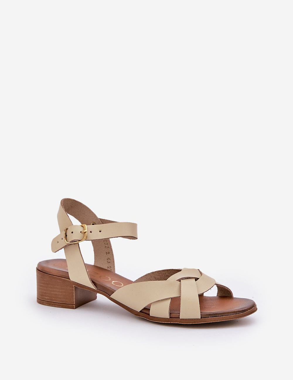 Valerinne cross-strap leather sandals with block heel and adjustable ankle strap, ideal for summer style and comfort.