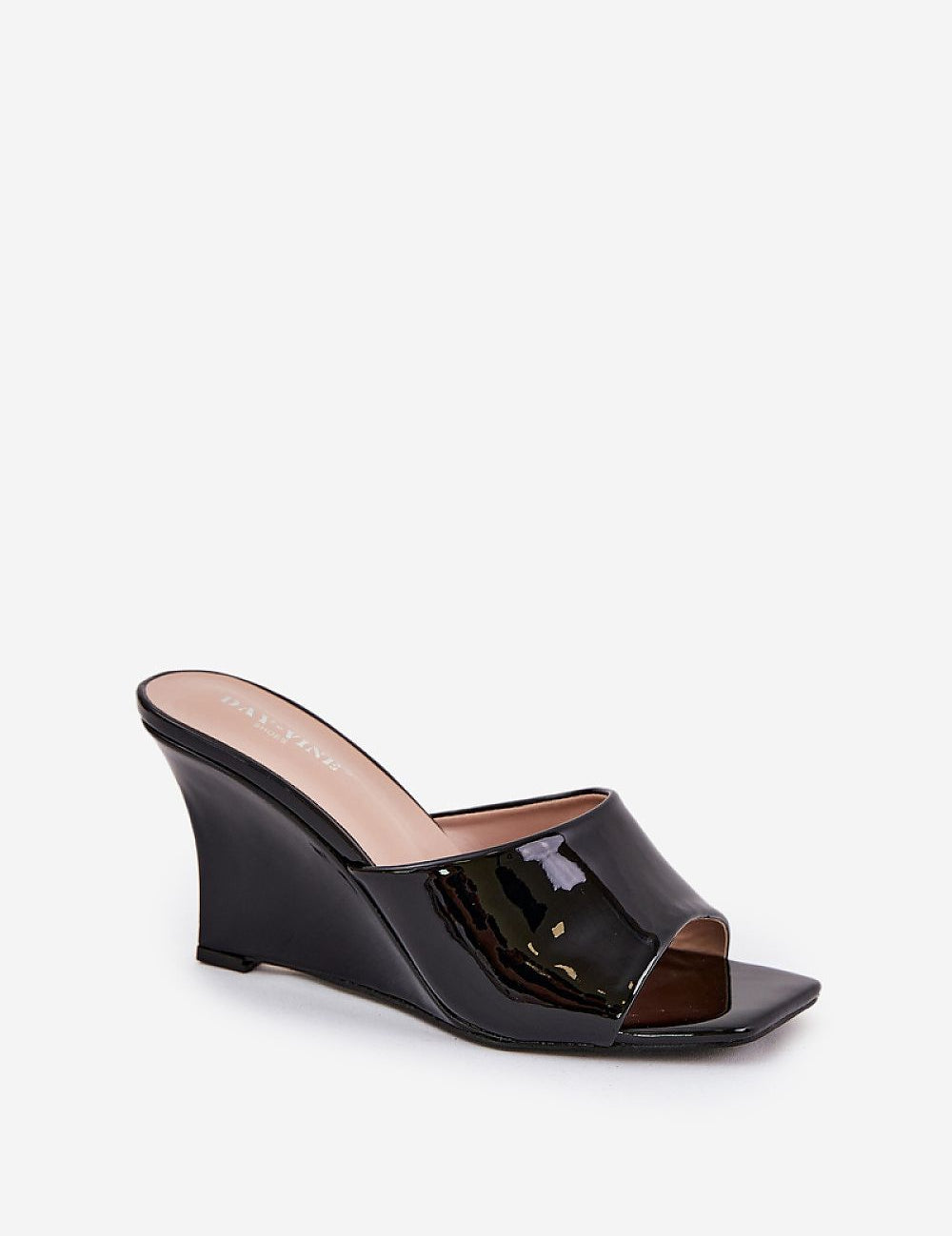 Solena Slip-On Summer Clogs with eco leather finish, open-toe and 9 cm wedge heel, ideal for pairing with dresses and trousers.