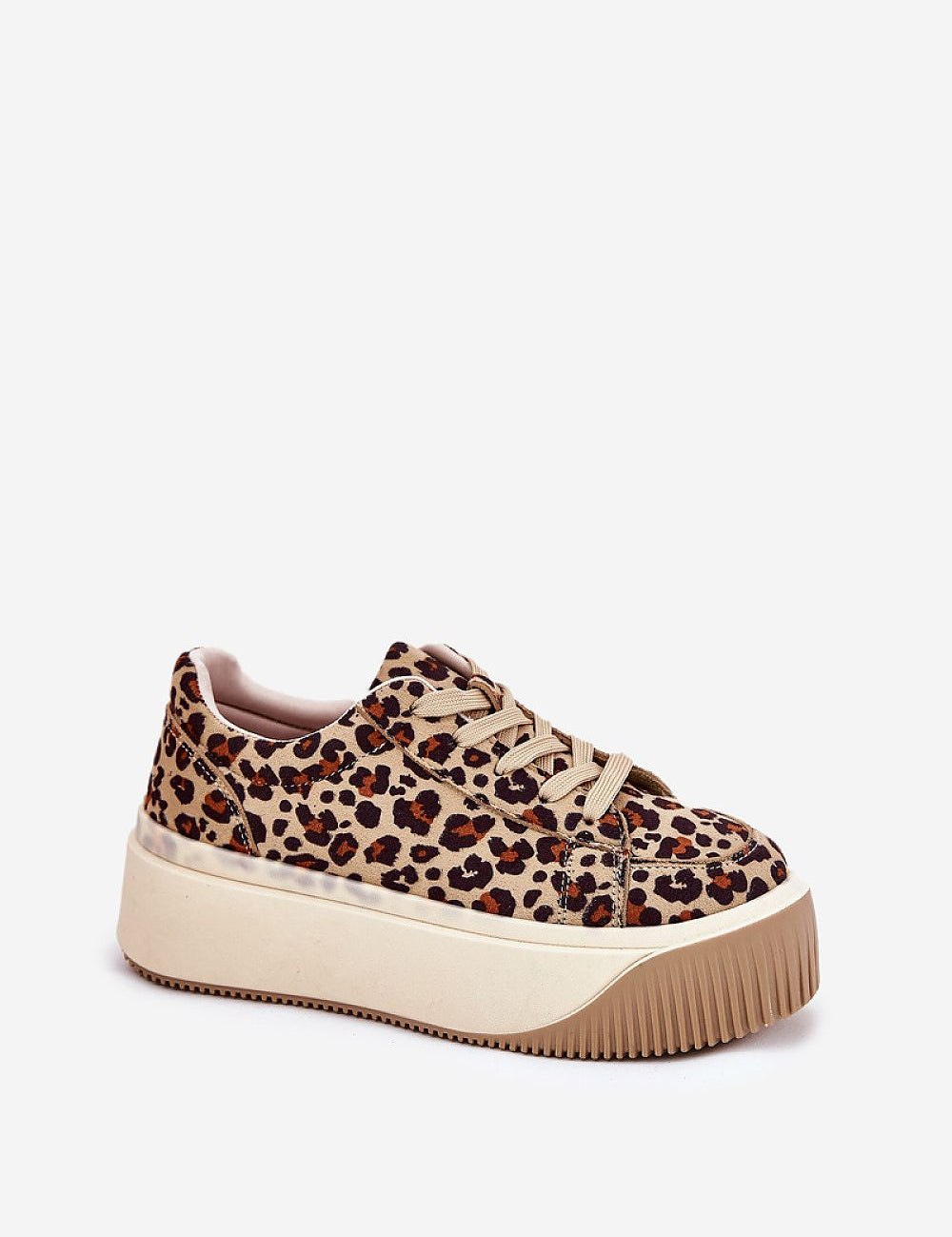 Elessira Platform Street Sneakers with leopard print, featuring a 5 cm chunky platform and eco suede upper for a stylish urban look.