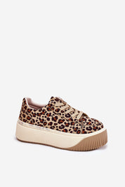 Elessira Platform Street Sneakers with leopard print, featuring a 5 cm chunky platform and eco suede upper for a stylish urban look.