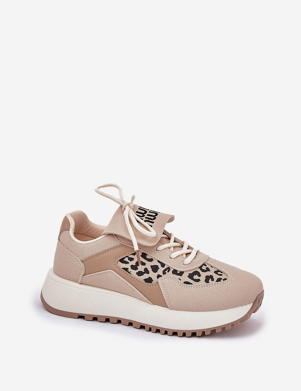 Olivelle Wrapped Front Platform Shoes with suede-textured upper, 3.5 cm platform sole, and leopard print accents for casual comfort.