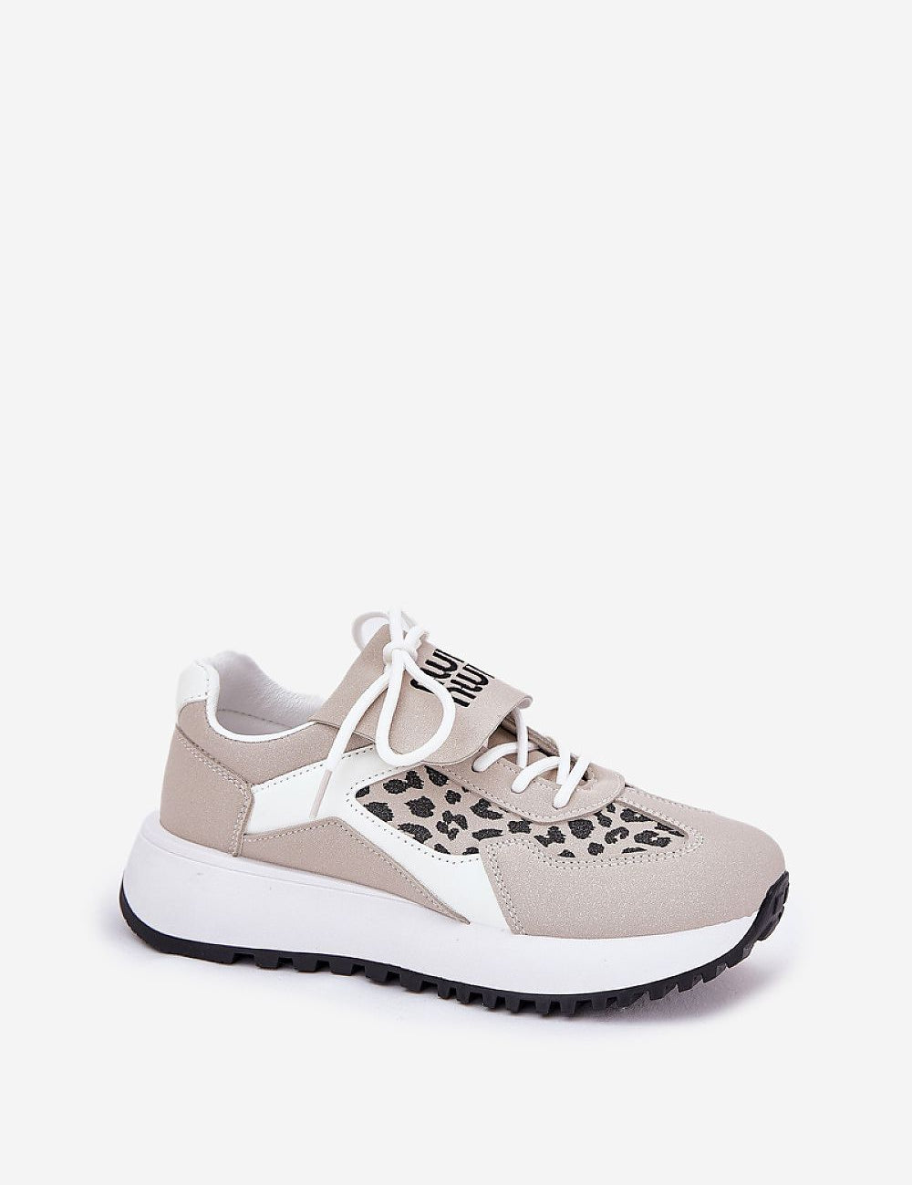 Olivelle Wrapped Front Platform Shoes with suede-textured upper, subtle slogan, and 3.5 cm sole for casual comfort and style.