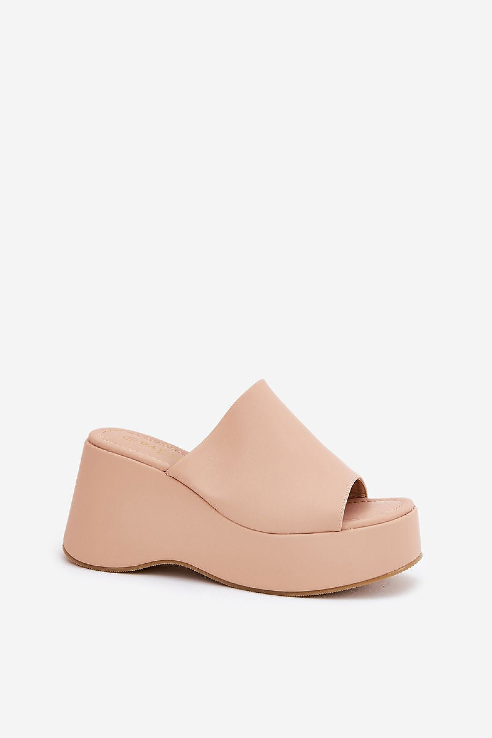 Selentia faux leather wedge sandals with a minimalist design, open-toe, wide platform, and cushioned footbed. Ideal for elegant warm-weather wear.