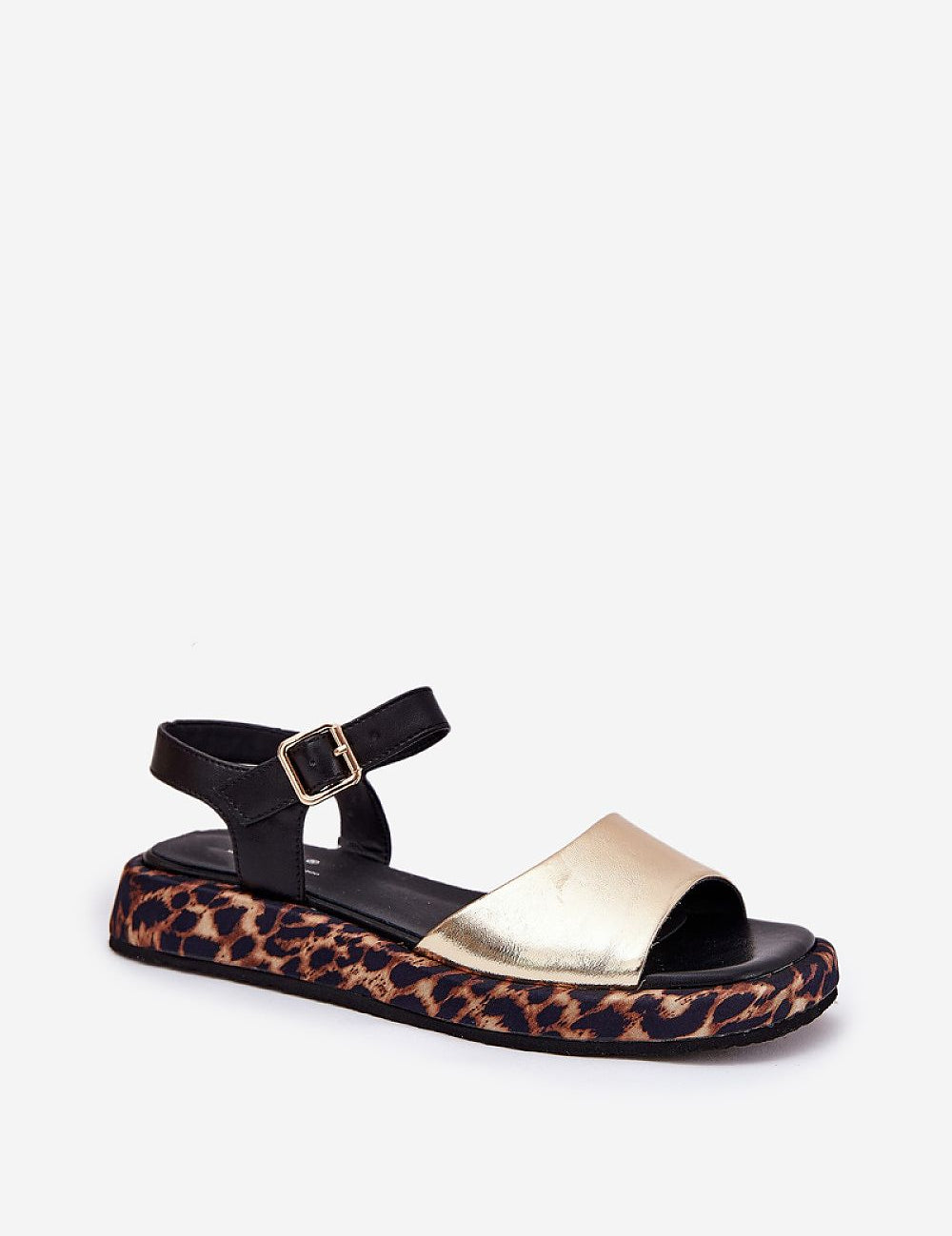 Narivelle leather sandals with animal print platform, adjustable ankle strap, and open-toe design for summer style.