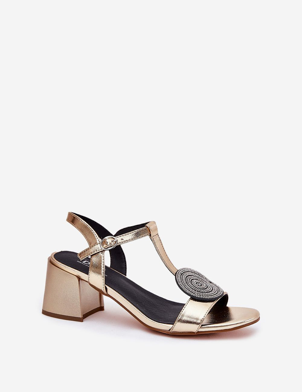 Evelenne leather sandals with sculpted column heel, featuring a modern front accent and adjustable ankle strap for elegant style and comfort.
