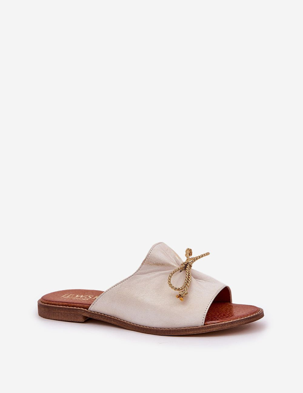 Veletta Soft Bow Sandals with ruched leather upper and delicate bow detail, made from natural leather, perfect for summer elegance.