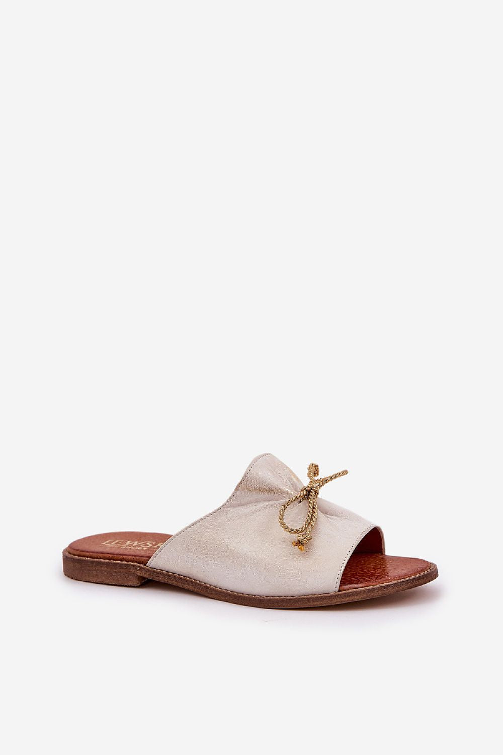 Veletta Soft Bow Sandals with ruched leather upper and delicate bow detail, made from natural leather, perfect for summer elegance.