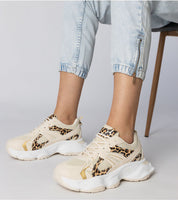 Thareen Platform Trainers with chunky sole, faux leather, animal print; perfect for urban style and comfort.