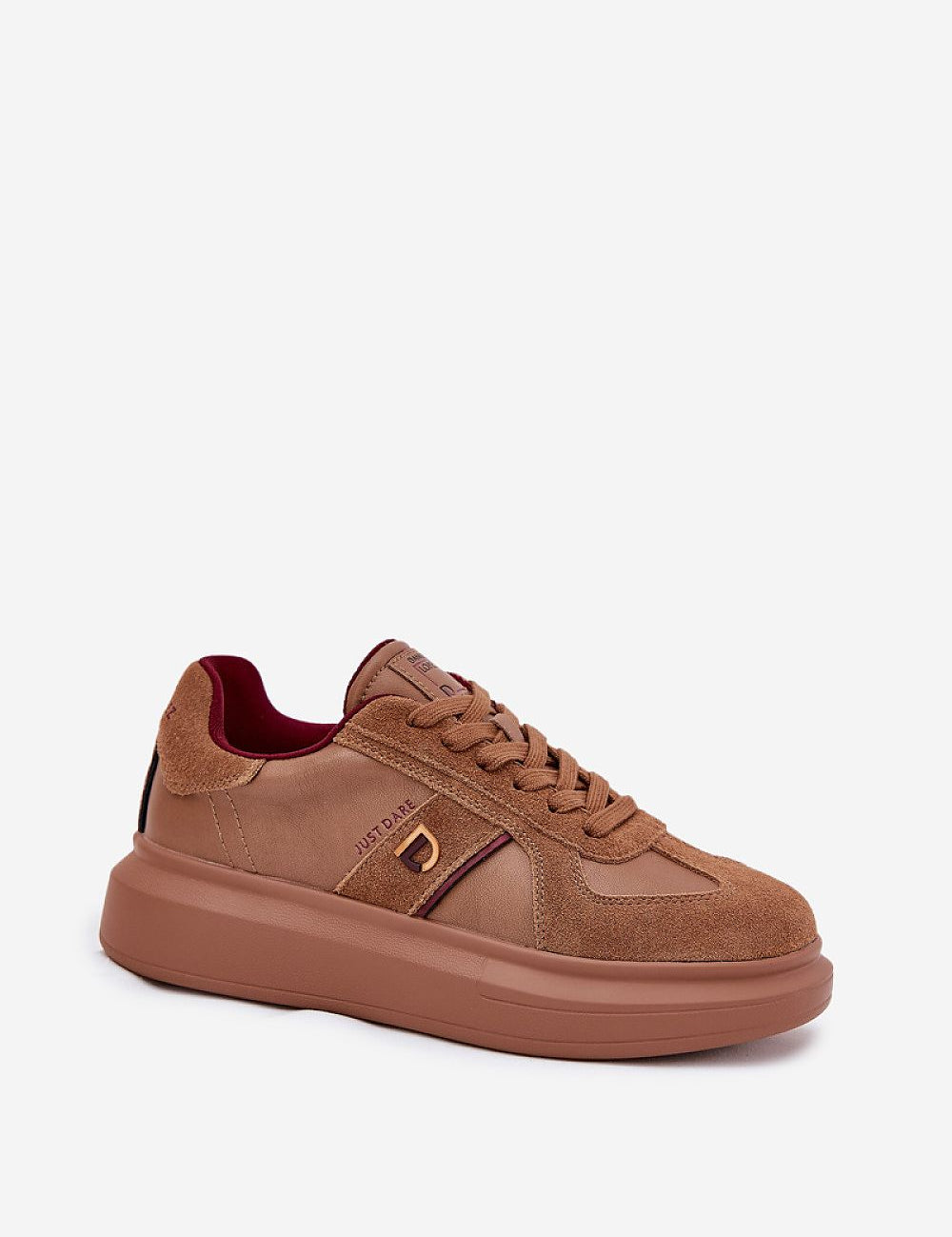 Caravelle mixed-leather sneakers with platform sole in brown suede and leather, showcasing sophisticated design for versatile styling.