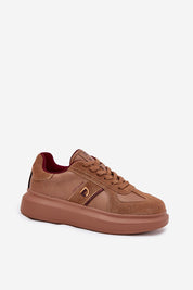 Caravelle mixed-leather sneakers with platform sole in brown suede and leather, showcasing sophisticated design for versatile styling.
