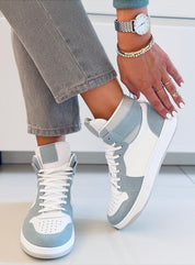 Verdina Colorblock Lace-Up Sneakers in eco-leather and suede accents, offering ankle-high support and breathable comfort for casual wear.